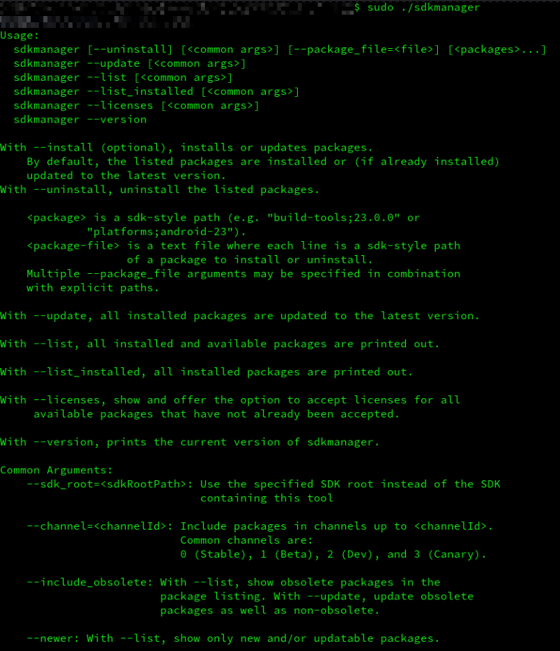 SDKmanager command example