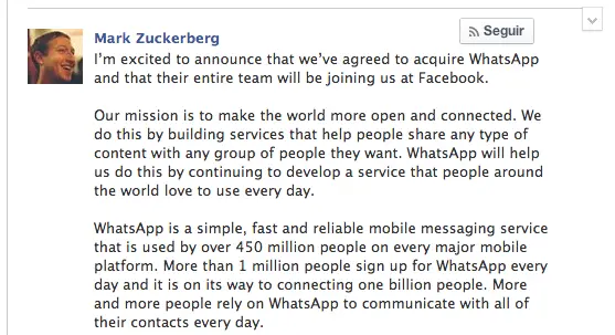 Facebook acquire WhatsApp 19 february 2014
